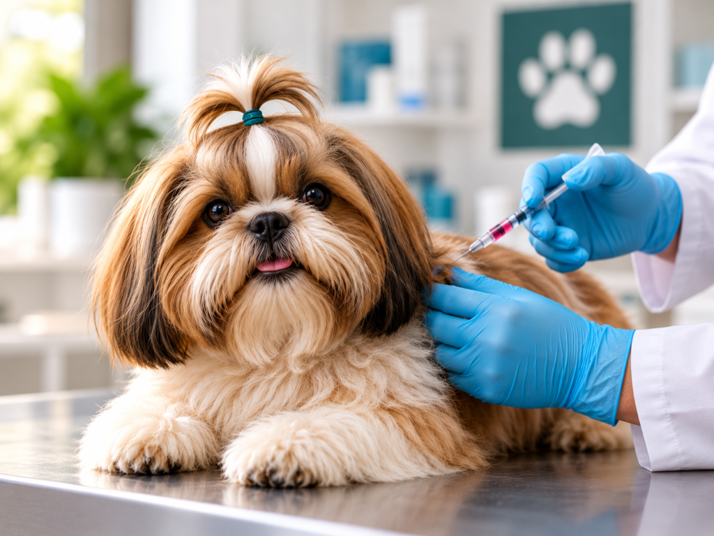 vacinação de shih tzu na clínica veterinária